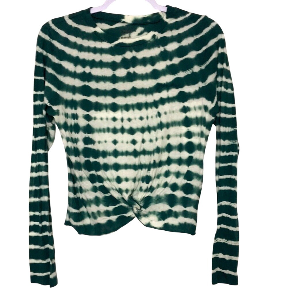 Victoria's Secret PINK Tie Dye Front Knot Partial Crop Long Sleeve Shirt Small